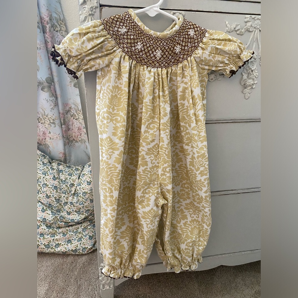 12m StellyBelly Smocked girls one piece outfit